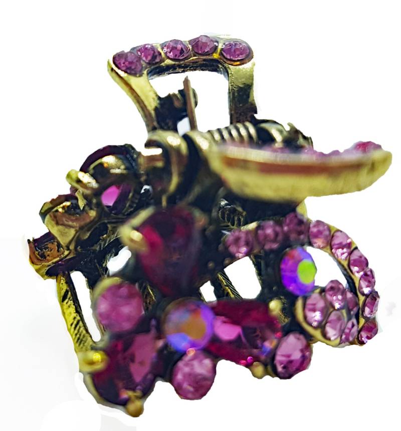 Neue Kleine Rose Blumen Cz Kristall Antik Gold 3/4 "' Haarkralle Clip Neue Kleine Rose Blumen Cz Kristall Antik Gold 3/4 "' Haarkralle Clip von NYFashionAccessories