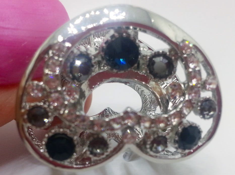 Neue Kleine Silber 1 "' Runde Herz Haarklemme Mit Blauem Saphir & Klarem Kristall von NYFashionAccessories