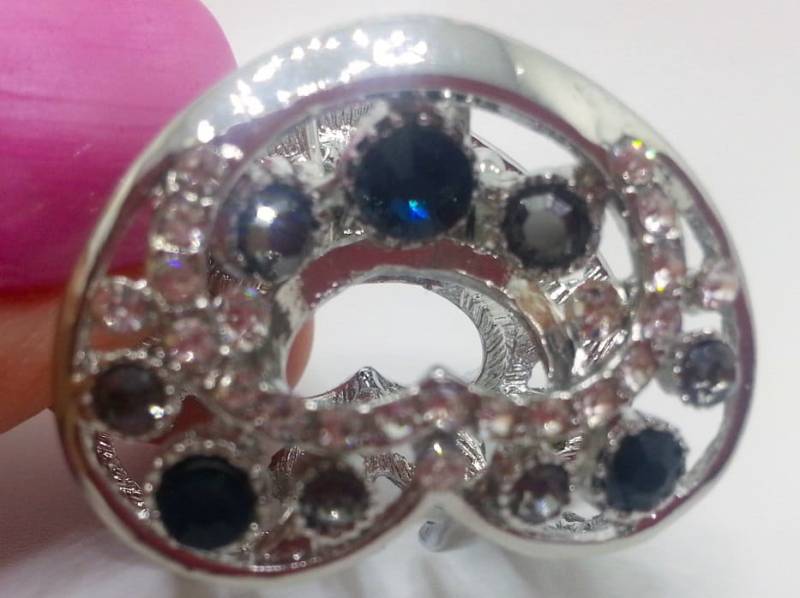 Neue Kleine Silber 1 "' Runde Herz Haarklemme Mit Blauem Saphir & Klarem Kristall Neue Kleine Silber 1 "' Runde Herz Haarklemme Mit Blauem Saphir & Klarem Kristall von NYFashionAccessories