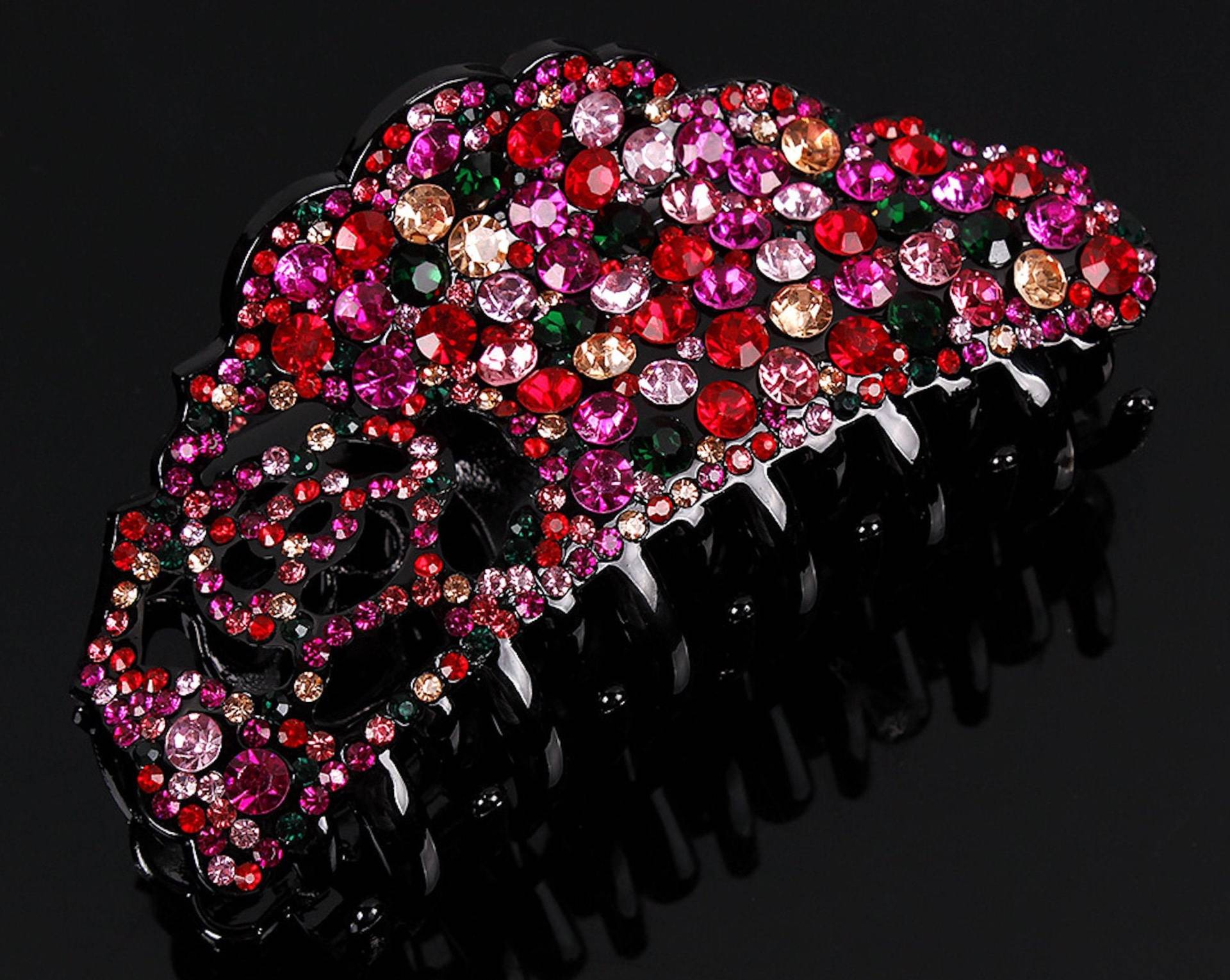 Neue Multi Farbe Rote Rose Große 4 1/2 "' Cluster Haar Klaue Clip von NYFashionAccessories