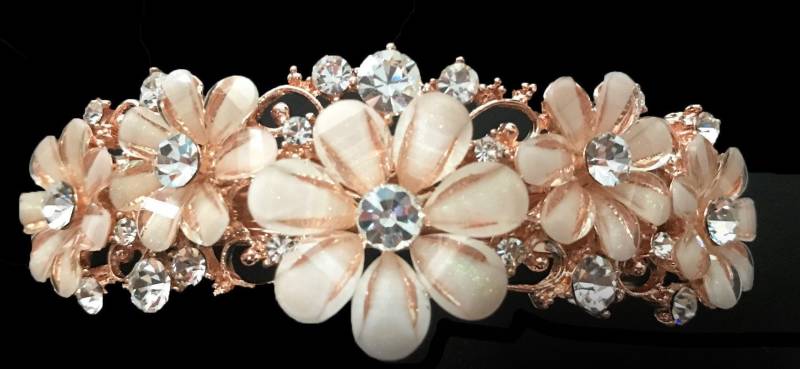 Neue Pfirsich & Klare Kristall Floral Daisy Gold 3 1/2 "' Haarkrallen Clip Neue Pfirsich & Klare Kristall Floral Daisy Gold 3 1/2 "' Haarkrallen Clip von NYFashionAccessories