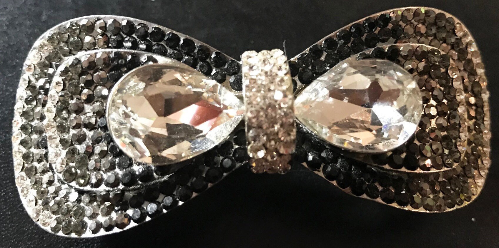 Neue Schwarze Und Klare Kristall & Strass Silber 4'' Haarspange von NYFashionAccessories