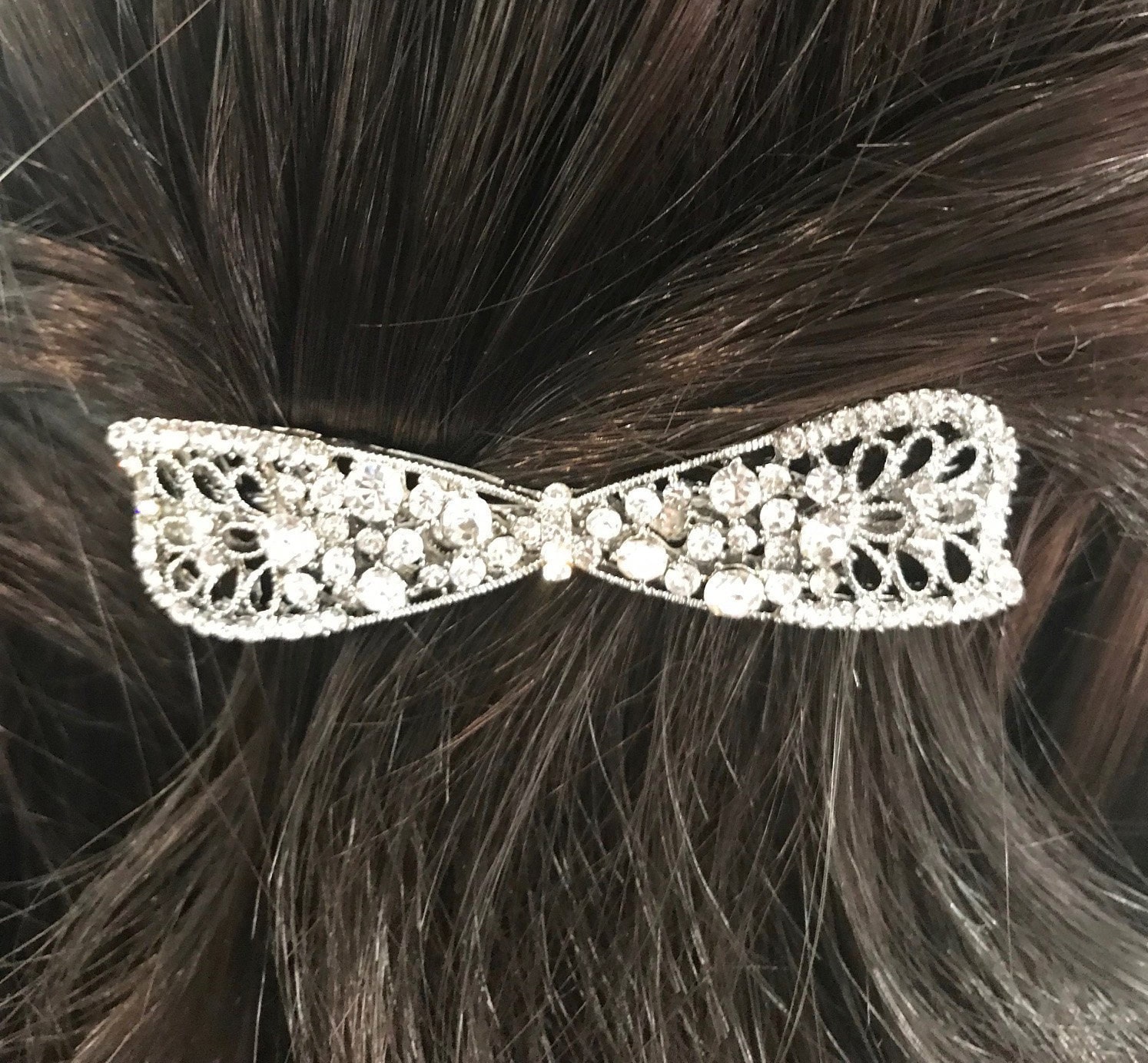 Crystal Bow Haarspange Hebel Clip | 3 "' L von NYFashionAccessories