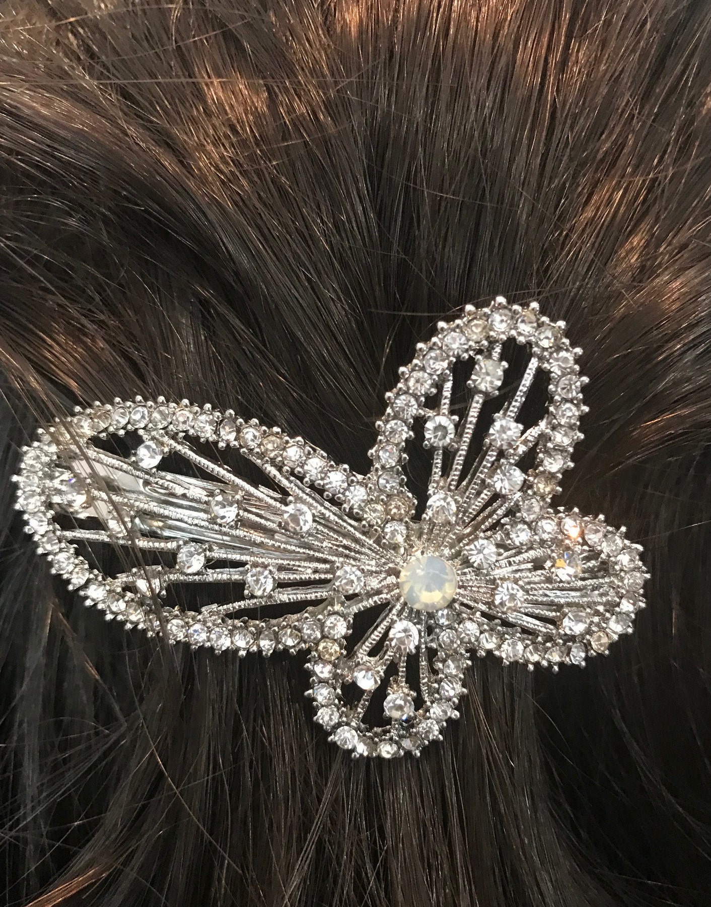 Neue Silber Mit Cz Kristall & Strass Schmetterling Haarspange 3 "' - Brisur von NYFashionAccessories