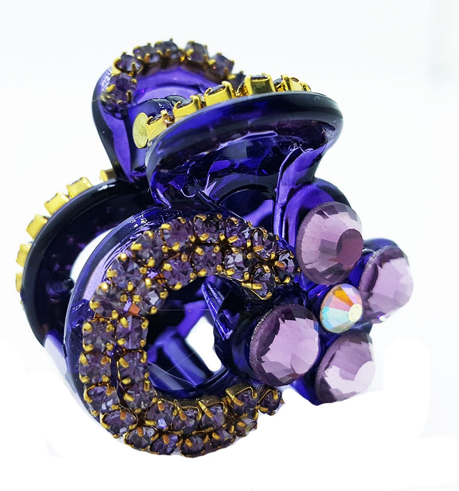 Neue Tiny Amethyst Crystal & Violet 1/2'' Haarklemme von NYFashionAccessories