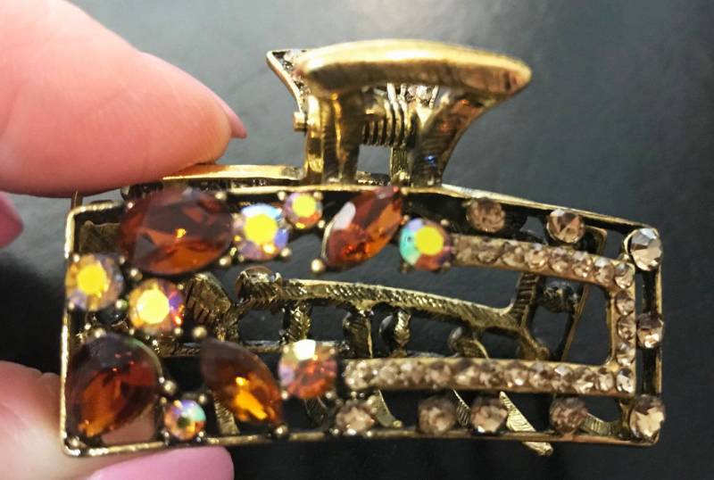 Neue Topas & Bernstein Kristall Cluster Gold 1 3/4'' Haarklemme Neue Topas & Bernstein Kristall Cluster Gold 1 3/4'' Haarklemme von NYFashionAccessories