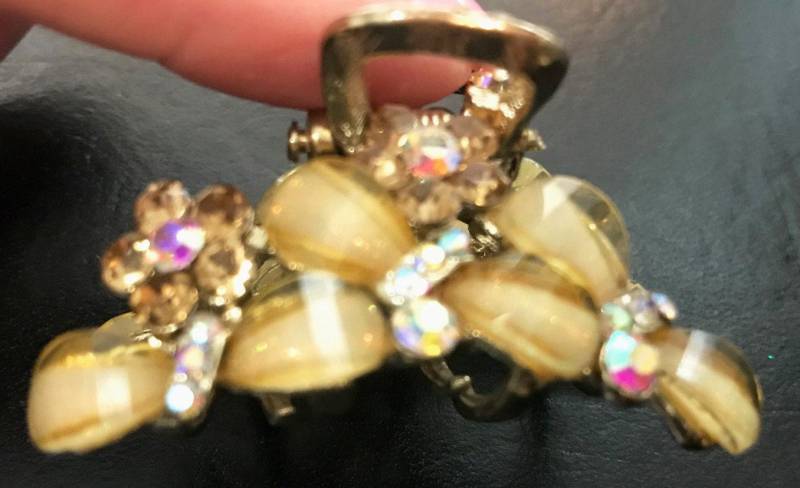 Neuer Bernstein & Irisierender Kristall 2'' Haarklemme von NYFashionAccessories