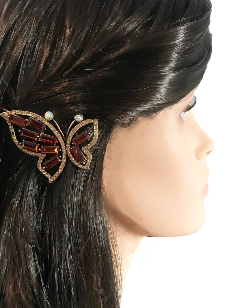 Neuer Goldschmetterling Mit Bernstein Cz Kristallhaar 2 "' Haarspange von NYFashionAccessories