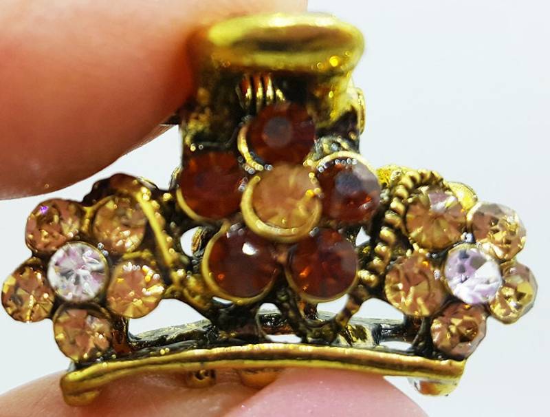Neue Kleine Antik Gold Topaz & Bernstein Blumen Cz Kristall Strass 3/4 "' Haarkralle Clip Neue Kleine Antik Gold Topaz & Bernstein Blumen Cz Kristall Strass 3/4 "' Haarkralle Clip von NYFashionAccessories
