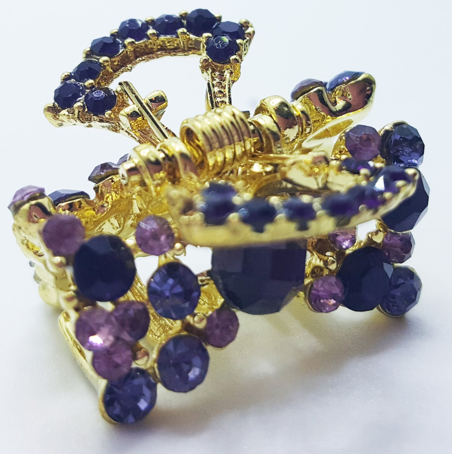 Neue Kleine Gold Amethyst Kristall Cz Strass 3/4 "'haarkralle von NYFashionAccessories