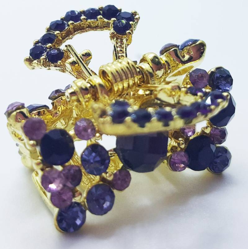 Neue Kleine Gold Amethyst Kristall Cz Strass 3/4 "'haarkralle Neue Kleine Gold Amethyst Kristall Cz Strass 3/4 "'haarkralle von NYFashionAccessories