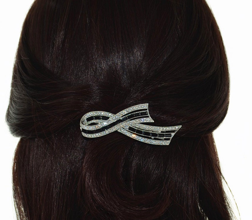 Neuer Schwarzer & Klarer Kristall Mit Strassband 3 1/2'' Haarspange von NYFashionAccessories