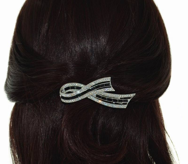 Neuer Schwarzer & Klarer Kristall Mit Strassband 3 1/2'' Haarspange Neuer Schwarzer & Klarer Kristall Mit Strassband 3 1/2'' Haarspange von NYFashionAccessories
