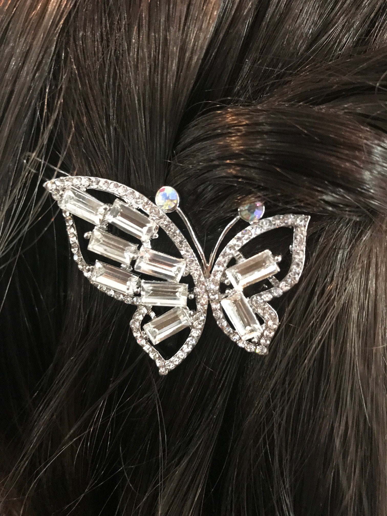 Neuer Silber Schmetterling Mit Klaren Cz Crystal & Strass Haar 2 "' Haarspange von NYFashionAccessories