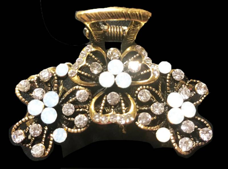 Neues Antikes Gold Mit Irisierendem Opal Kristall & Strass 2'' Haarklemme Neues Antikes Gold Mit Irisierendem Opal Kristall & Strass 2'' Haarklemme von NYFashionAccessories