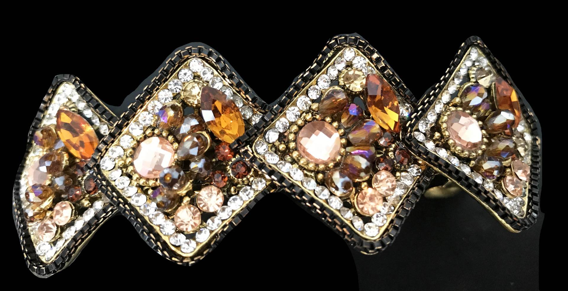 Neues Antikes Gold Mit Mehrfarbigem Bernstein Und Topas-Kristall 4 "' Haarspangen - Lever Back von NYFashionAccessories