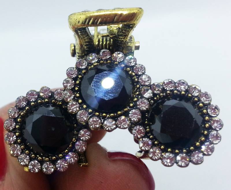 Neue Antike Gold Mit Onyx & Strass 1 "' Haarkralle Clip Neue Antike Gold Mit Onyx & Strass 1 "' Haarkralle Clip von NYFashionAccessories