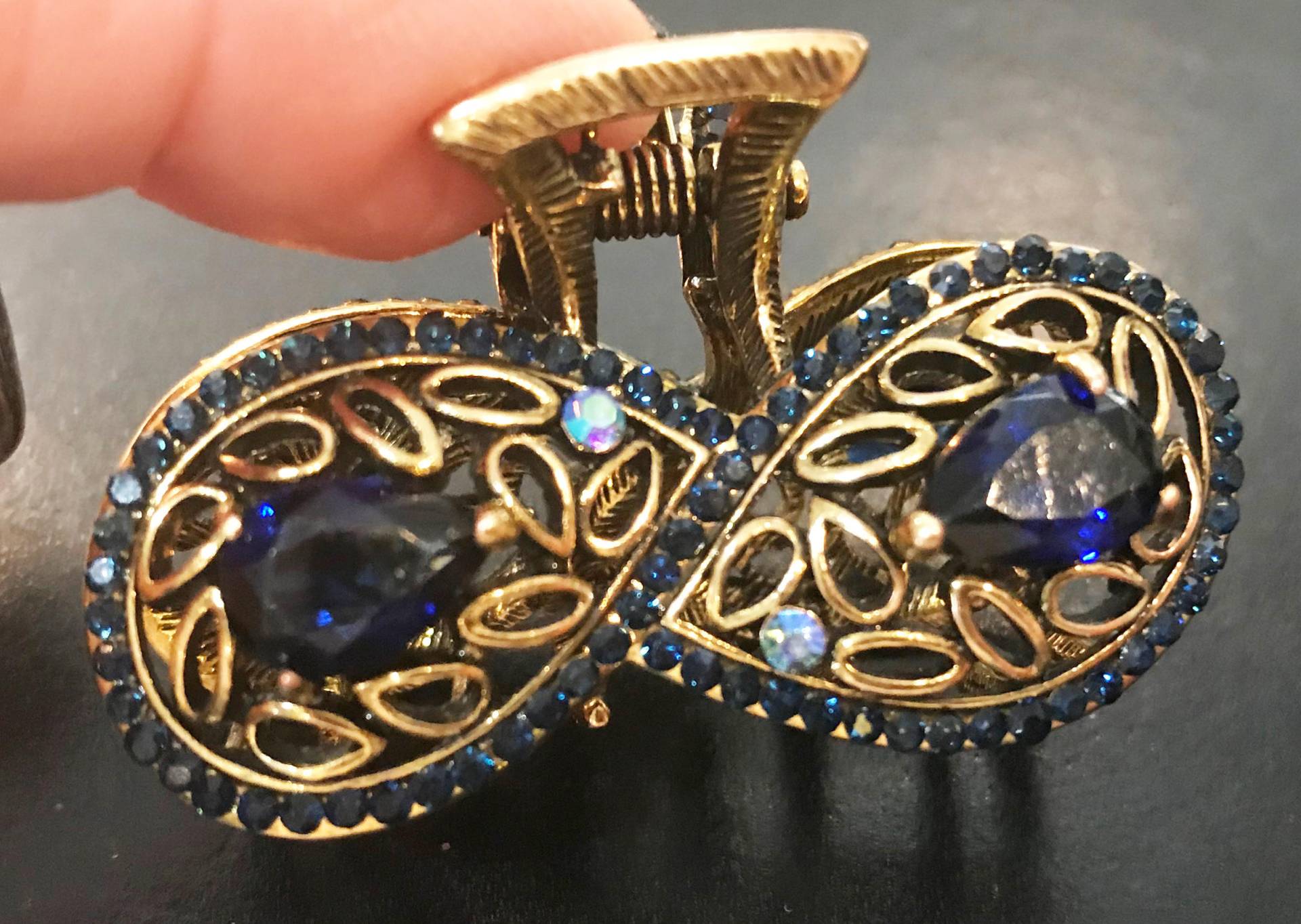 Neues Antikes Gold Mit Saphir Cz Kristall Strass 1 -1/2'' Haarklemme von NYFashionAccessories