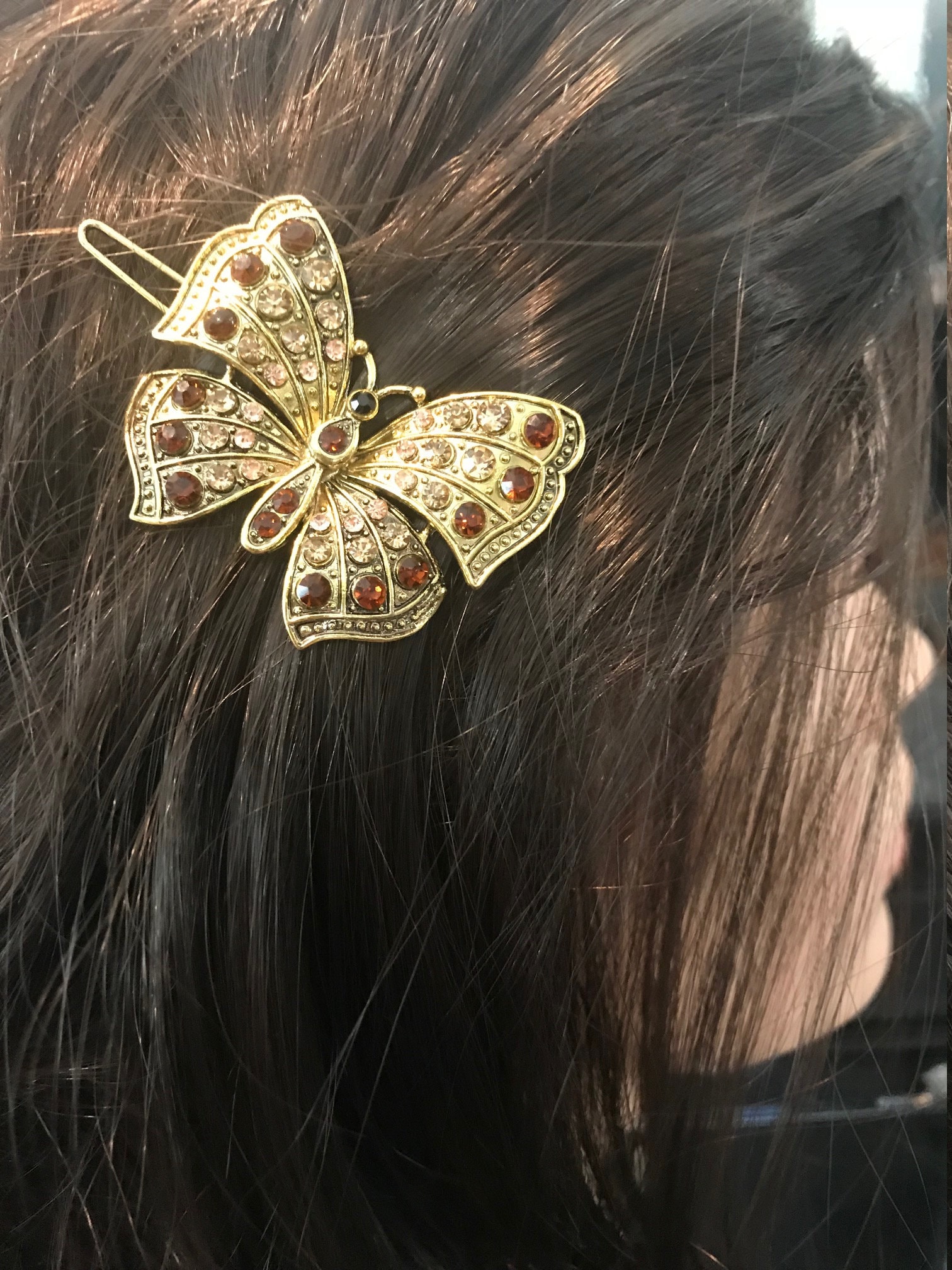Neues Antikes Gold Und Bernstein Mit Topas Schmetterling 2'' Barrette von NYFashionAccessories