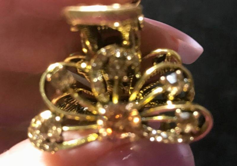 Neues Gold Mit Bernsteinkristall Cz & Rhinestone 3/4 "' Haarkralle von NYFashionAccessories