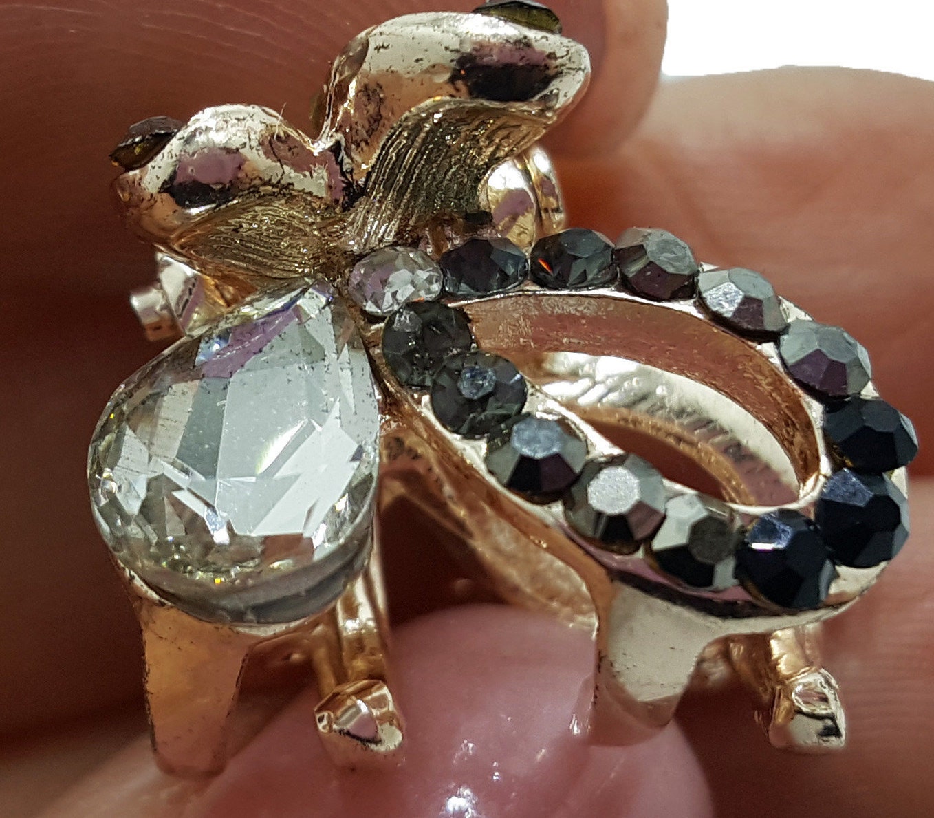 Neues Kleines Gold Mit Onyx & Klarem Cz Crystal 3/4'' Haarklemme von NYFashionAccessories