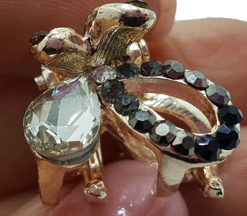 Neues Kleines Gold Mit Onyx & Klarem Cz Crystal 3/4'' Haarklemme von NYFashionAccessories