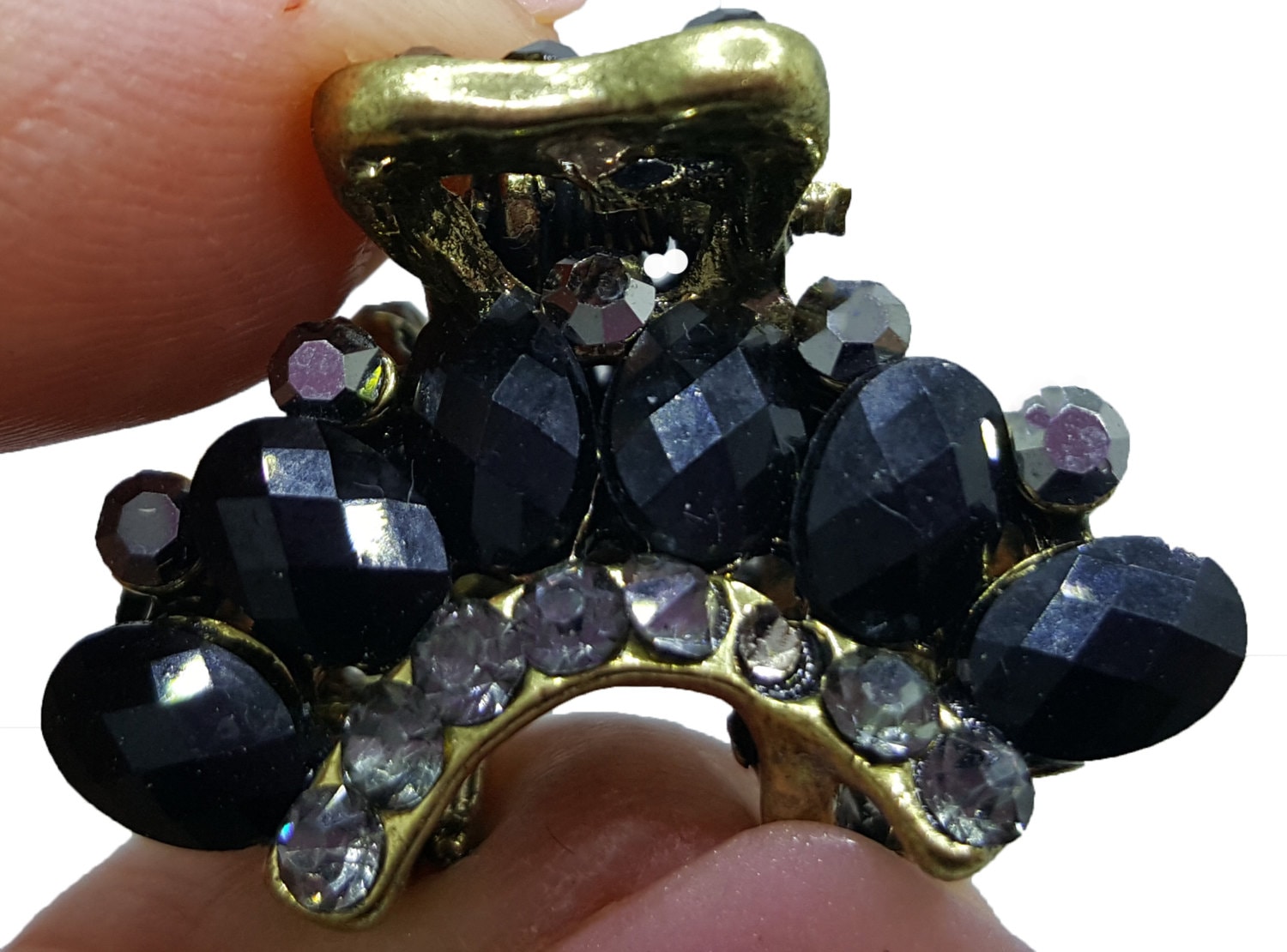 Neue Kleine Gold Mit Rauchgrau Cz Kristall & Strass 3/4 "' Haarkralle Clip von NYFashionAccessories