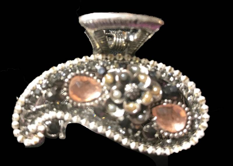 Neues Kleines Silber Mit Bernstein Und Rauch Cz Crystal & Strass 1 -1/2'' Haarklemme Neues Kleines Silber Mit Bernstein Und Rauch Cz Crystal & Strass 1 -1/2'' Haarklemme von NYFashionAccessories