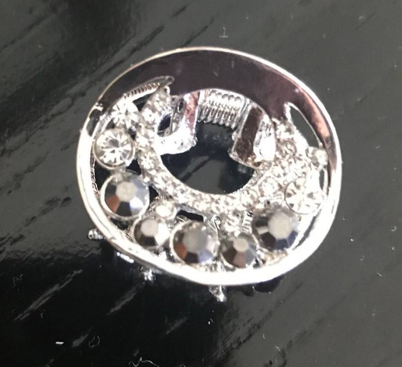 Neues Kleines Silber Mit Klarem Und Schwarzem Kristall Rund 1'' Haarklemme Neues Kleines Silber Mit Klarem Und Schwarzem Kristall Rund 1'' Haarklemme von NYFashionAccessories