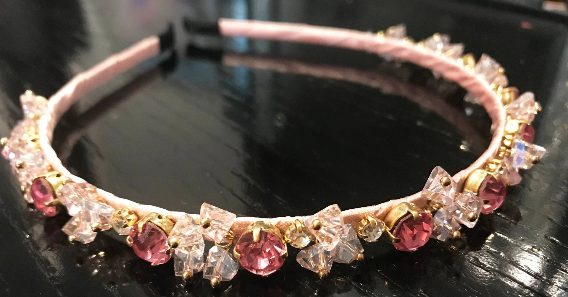 Neues Rosa & Klares Kristall Cluster Kopfband von NYFashionAccessories