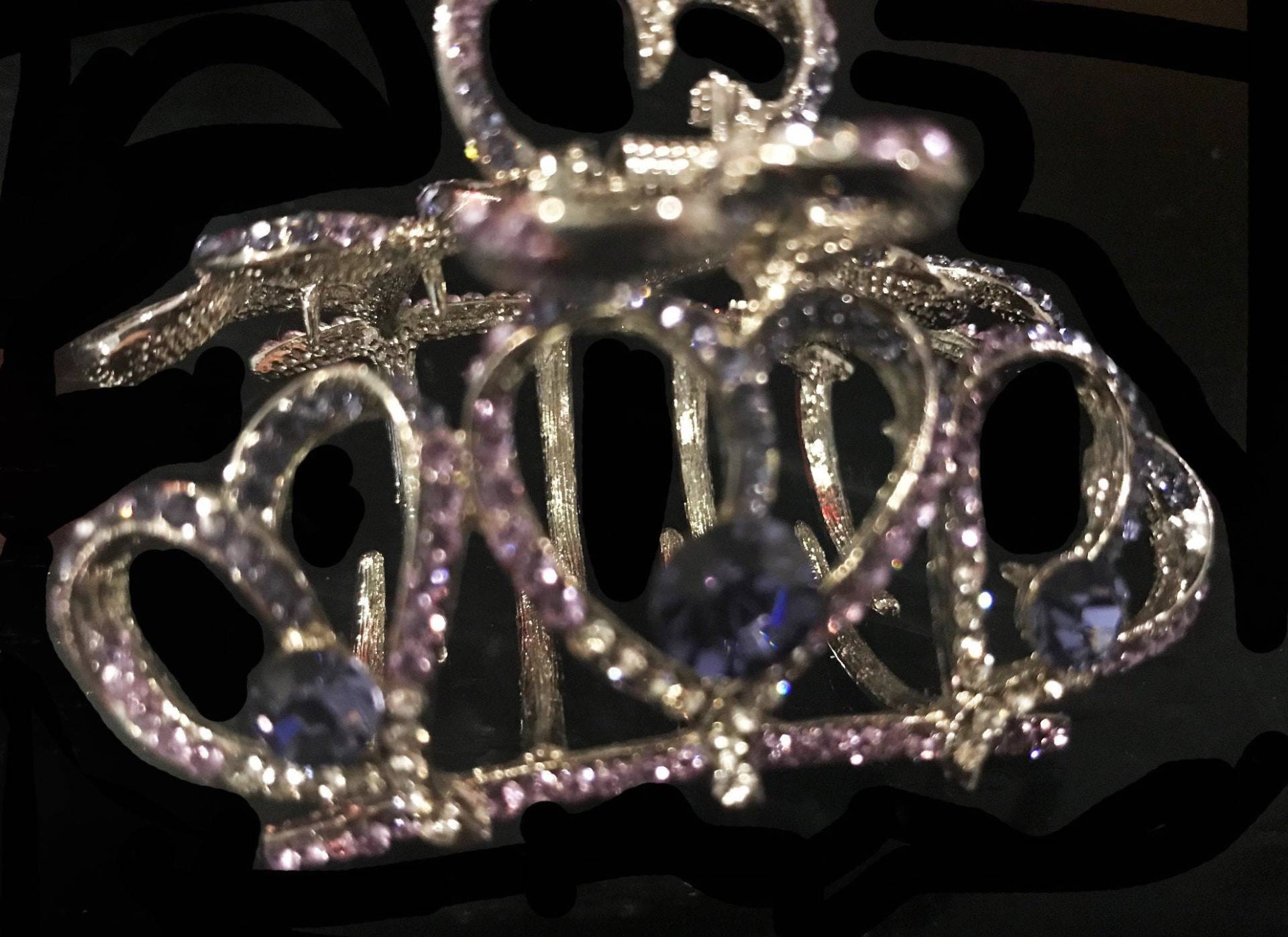 Neues Silber Dreifach Herz Mit Amethyst Kristall & Strass 3 1/2'' Haarklemme von NYFashionAccessories