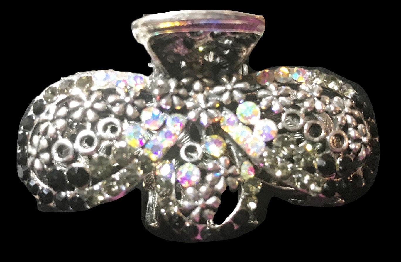 Neues Silber Mit Irisierendem Klaren Kristall 2'' Haarklemme von NYFashionAccessories