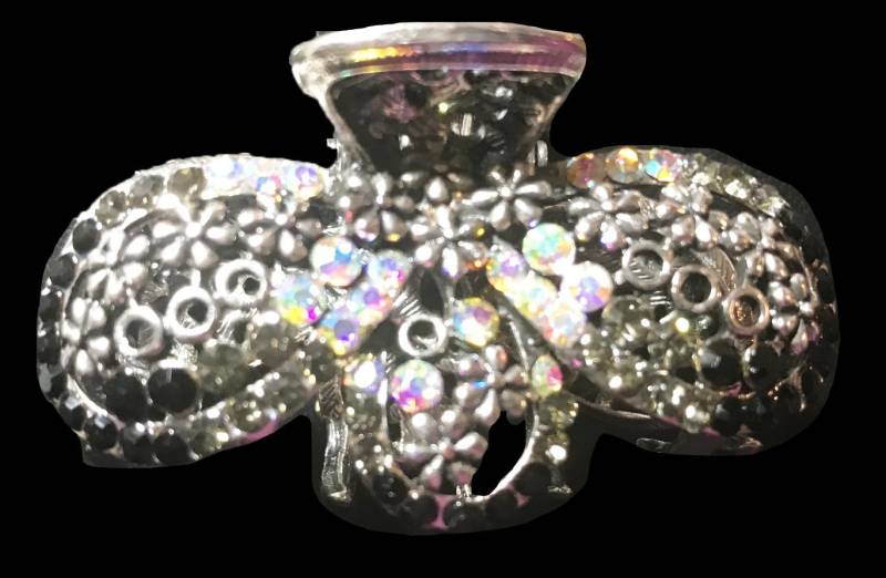 Neues Silber Mit Irisierendem Klaren Kristall 2'' Haarklemme von NYFashionAccessories