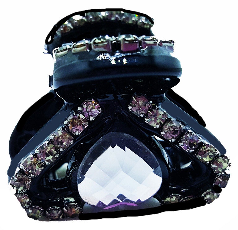 Neues Kleines Schwarzes Herz Mit Rauchkristall 1/2 "' Haarkrallenclip Neues Kleines Schwarzes Herz Mit Rauchkristall 1/2 "' Haarkrallenclip von NYFashionAccessories