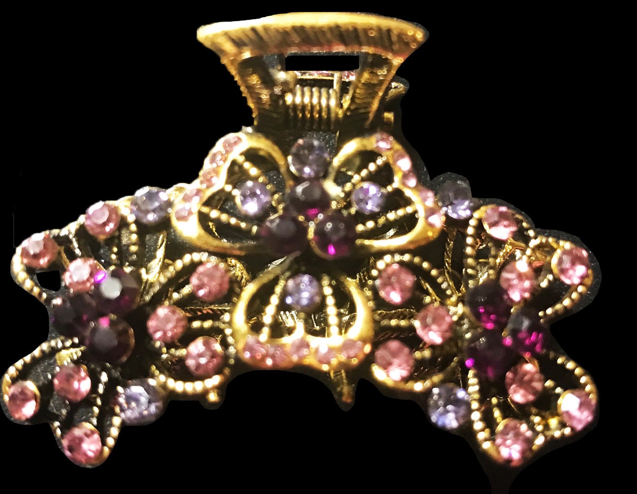 New Gold Mit Amythst & Flieder Blumen Kristall 2'' Haarklemme von NYFashionAccessories