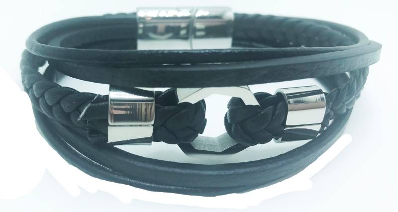 New Herren Multi Leder Strand Band 9 "' Armband Mit Edelstahl Silber Design & Verschluss New Herren Multi Leder Strand Band 9 "' Armband Mit Edelstahl Silber Design & Verschluss von NYFashionAccessories