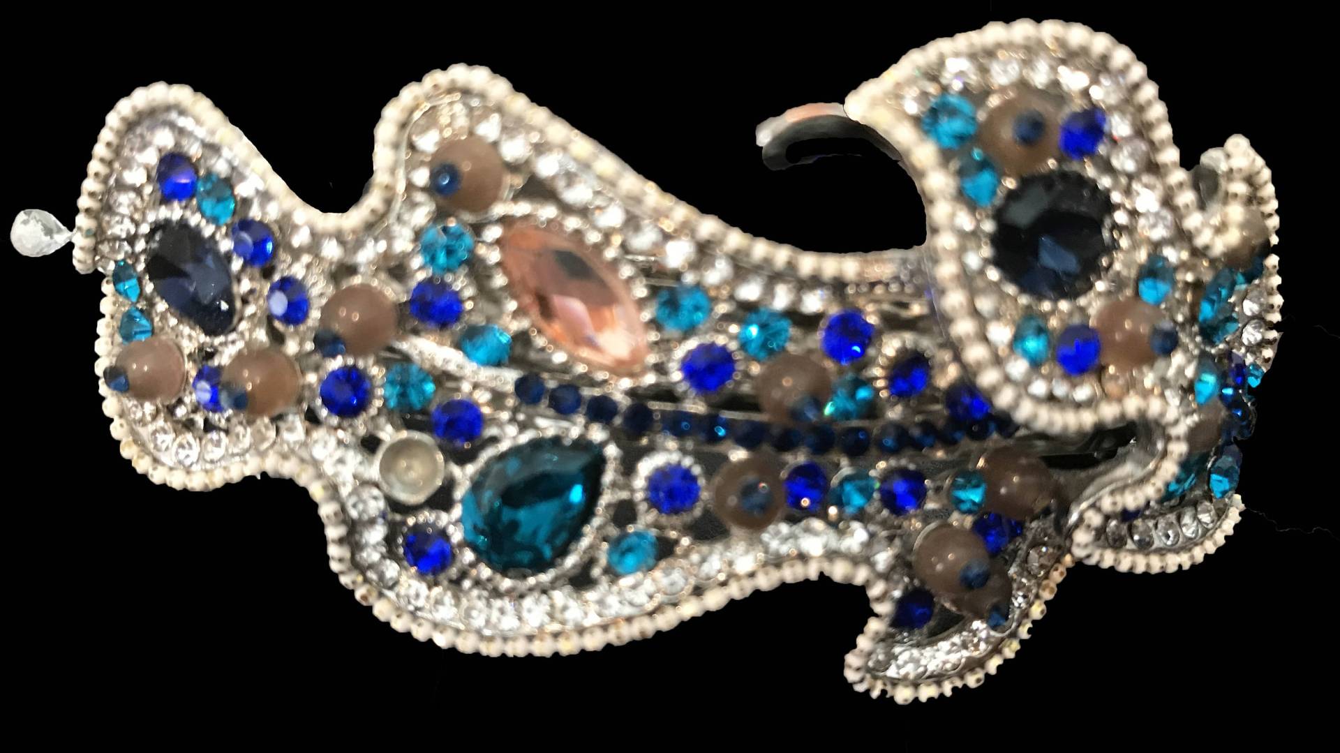 New Swirl Royal & Aqua Multi Farbe Kristall Antik Silber Große 3 1/2 "' Haarkralle Clip von NYFashionAccessories