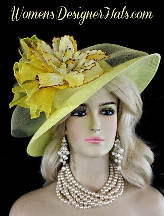 Damen Designer Mode Hochzeit Kirchenhut Gelb Gold Hüte 8Mj von NYFashionHats