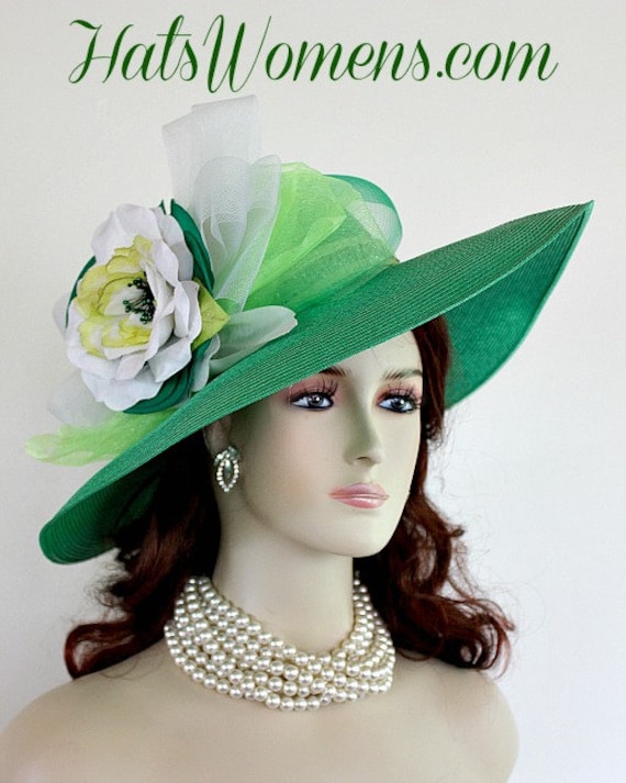 Damen Kelly Grün Weiß Lime Designer Mode Hut, Hochzeit Kirche Hüte von NYFashionHats