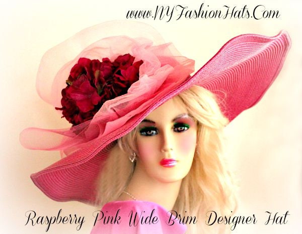 Kentucky Derby Hut, Designer Hüte Für Pferderennen, Großer Hut Mit Breiter Krempe, Pinker, Formeller Dres Nyfashionhats von NYFashionHats