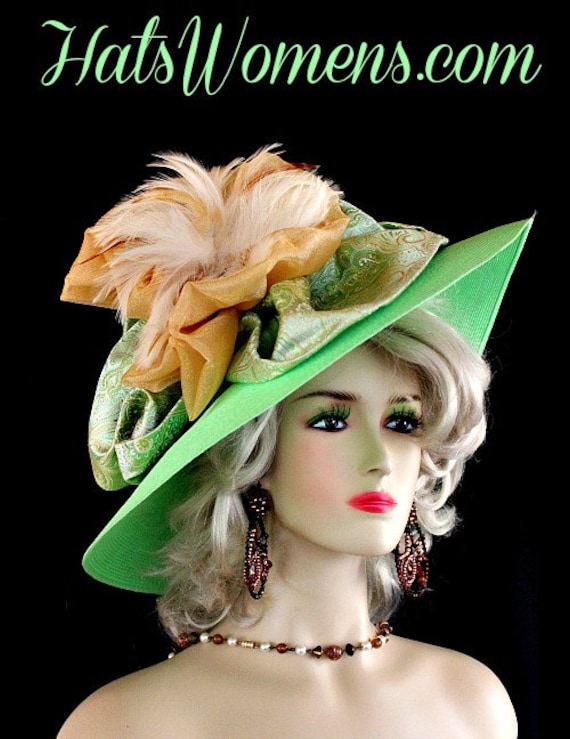 Lime Grün Goldene Gelb Paisley Bogen Kentucky Derby Hut, Frau Kleid Hochzeit Hüte von NYFashionHats