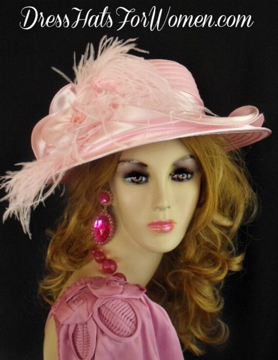 Rosa Kentucky Oaks Racing Derby Hut, Hüte Für Pferderennen, Hochzeit Kirche Formaler Mit Federn, Nyfashionhats, Couturedesignerhats von NYFashionHats