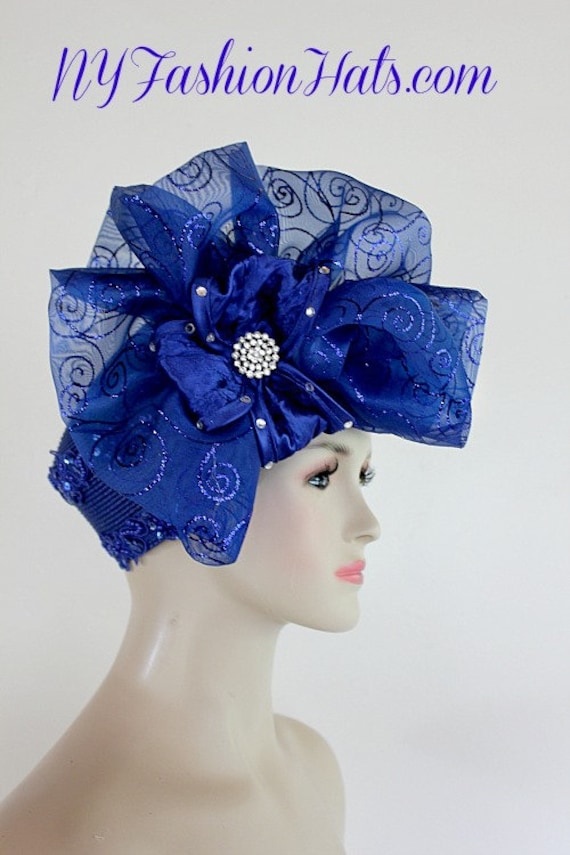 Royal Blau Big Bow Pillbox Cocktail Hut, Hochzeit Braut Kopfschmuck, Formelle Kirche Kleid Hut Für Frauen, Nyfashionhats, Couture Designer Hüte von NYFashionHats