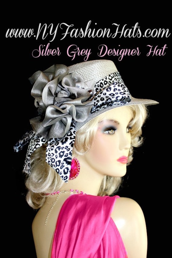 Silber Grau Kleid Designer Hut, Lässige Mode Mantel Anzug Kirche Herbst Frühling Winter Schwarz Und Weiß Schärpe Nyfashionhats von NYFashionHats