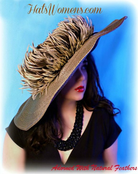 Taupe Brown Kentucky Derby Hut Mit Breiter Krempe, Damen Couture Designer Hüte, Nyfashionhats Millinery, Hüte Für Pferderennen Suzanne von NYFashionHats