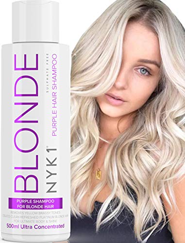 Blond Shampoo (500ml) Sulfatfreies Silbershampoo für Blondes Haar - Anti Gelbstich Purple Shampoo Damen Toner von NYK1