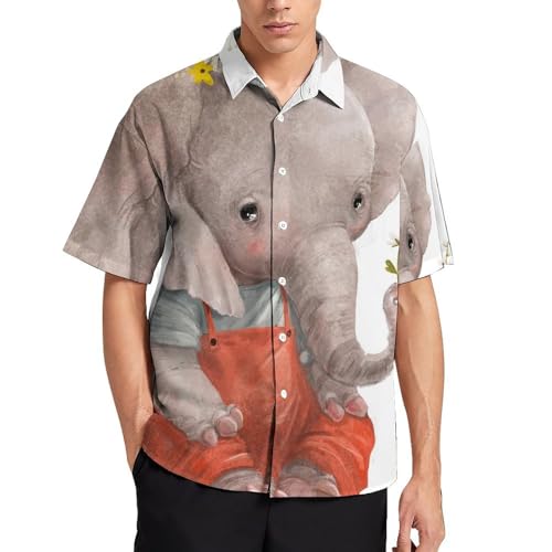 Cartoon-Elefant Herren Hemd Kurzarm Freizeithemd Herrenhemden Sommer Strand Hawaii Hemd Mit Tasche Cartoon-Elefant Herren Hemd Kurzarm Freizeithemd Herrenhemden Sommer Strand Hawaii Hemd Mit Tasche von NYKVTG