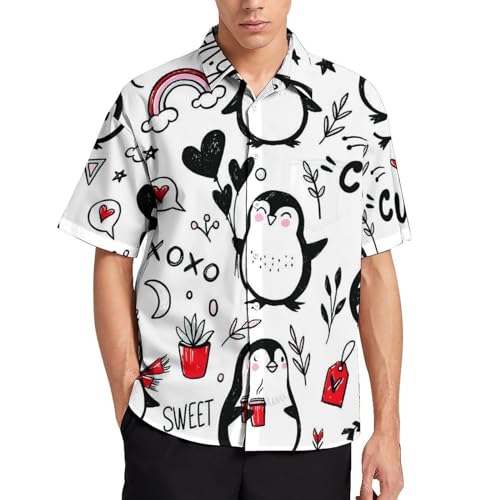NYKVTG Niedlicher Pinguin Herren Hemd Kurzarm Freizeithemd Herrenhemden Sommer Strand Hawaii Hemd Mit Tasche NYKVTG Niedlicher Pinguin Herren Hemd Kurzarm Freizeithemd Herrenhemden Sommer Strand Hawaii Hemd Mit Tasche von NYKVTG