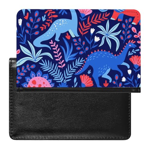 NYKVTG Reisepass Hülle Blaue Dinosaurier Passhülle Reisepassetui Reisezubehör Passport Holder Für Damen Herren von NYKVTG