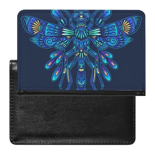NYKVTG Reisepass Hülle Blaue Libelle Passhülle Reisepassetui Reisezubehör Passport Holder Für Damen Herren von NYKVTG